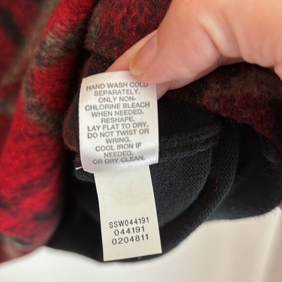 J. Jill Women Argyle Wool blend knit red black sweater long sleeve size Large! - Picture 7 of 8